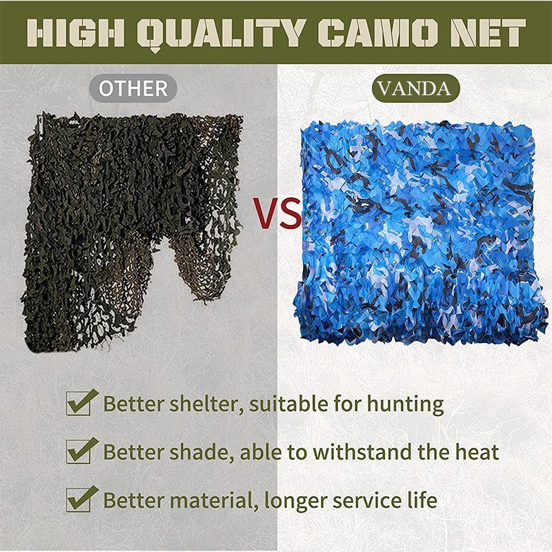 Blue Camo Netting Fire Resistant Outdoor Camouflage Shade Net with